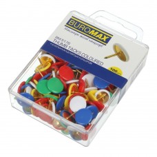Кнопки цветные, пластиковые головки, 100 шт. в пласт. коробке