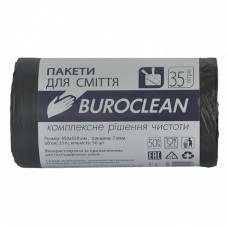 Пакети для сміття 35л/50шт, чорні, 7мкм, ПНТ (HDPE) BuroClean ECO