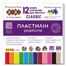 Пластилін CLASSIC 12 кольорів, 240г, KIDS Line