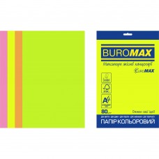 Набор цветной бумаги NEON, EUROMAX, А4, 80г/м2 (4х50/200арк.)