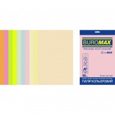 Набор цветной бумаги PASTEL+NEON, EUROMAX, 10 цв., 50 л., А4, 80 г/м²