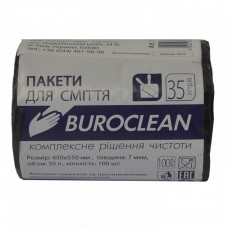 Пакети для сміття 35л/100шт, чорн, 7мкм, ПНТ ( HDPE),і BuroClean ECO