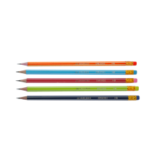 Олівець графітовий WHITE LINE, НВ, з гумкою, асорті, з білою смужкою,туба 20 шт.