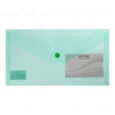 Папка-конверт TRAVEL, на кнопке, DL, глянцевый прозрачный пластик, зеленая