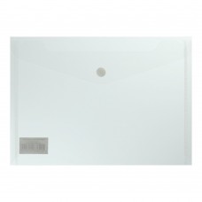 Папка-конверт, на кнопці, А5, глянцевий прозорий пластик, прозора