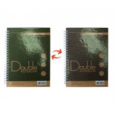 Книга записная DOUBLE, А5, 96 л., клетка, твердая ламинированная обложка, зеленая/коричневая