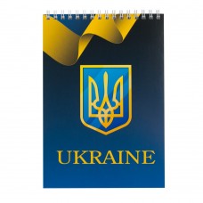 Блокнот на пружине сверху UKRAINE, А-5, 48л., клетка, картонная обложка, синий