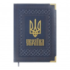 Щоденник датов. 2024 STATUT, A5, синій, штуч. шкіра/поролон