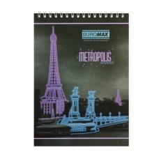 Блокнот на пружине сверху METROPOLIS, А5, 48 л., клетка, картонная обложка, фиолетовый