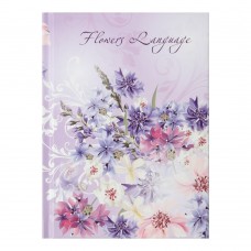 Записная книжка FLOWERS LANGUAGE, А6, 64 л., клетка, твердая обложка, мат. ламинация+лак, сиреневая