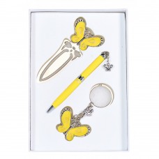 Набір подарунковий "Fly": ручка кулькова + брелок + закладка, жовтий