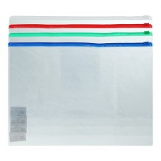 Папка - конверт на молнии zip-lock, А4, глянцевый прозрачный пластик, цветная, ассорти