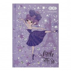 Блокнот LITTLE MISS, А6, 64 л., клетка, тв. обл., мат. ламин.+лак, фиолетовый, KIDS Line