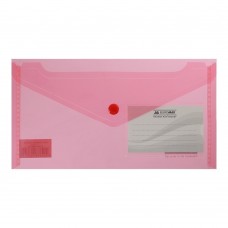 Папка-конверт TRAVEL, на кнопці, DL,глянцевий прозорий пластик, червона