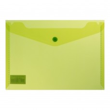 Папка-конверт, на кнопці, А5, глянцевий прозорий пластик, салатова
