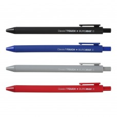 Ручка масляна, 0,5 мм, Rubber Touch, асорті корпусів (син., черв., чорн., сір.), сині чорнила