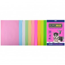 Набор цветной бумаги PASTEL+NEON, 10 цв., 20 л., А4, 80 г/м²