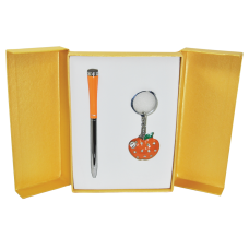 Набор подарочный "Apple": ручка шариковая + брелок, оранжевый