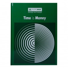 Книга канцелярская TIME IS MONEY, А4, 96 л., клетка, офсет, твердая ламинированная обложка, зеленая