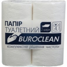 Бумага туалетная целюлозная "Buroclean", 4 рулона, белая