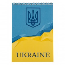 Блокнот на пружині зверху UKRAINE, А-5, 48арк., клітинка, картонна обкладинка, блакитний
