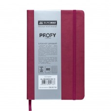 Блокнот деловой PROFY, L2U, 125x195 мм, 80 л., клетка, бордовый, иск.кожа