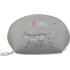 Пенал CAT LOVER, 21x12x8 см, сірий (декор: глітерний кіт)