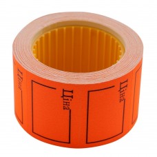 Ценник 35x25 мм, "ЦІНА", (240 шт, 6 м), прямоугольный, внешняя намотка, оранжевый