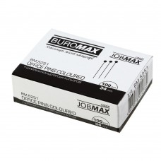 Шпильки кольорові, JOBMAX, 34 мм, 100 шт. в карт.коробці