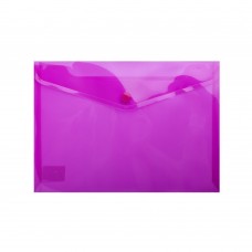 Папка-конверт, на кнопке, А5, глянцевый прозрачный пластик, фиолетовая