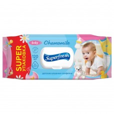 Серветки вологі "Superfresh" Baby chamomile з клапаном, 120 шт