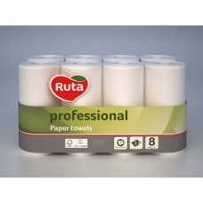 Полотенца бумажные "RUTA" Professional, 8 рул., на гильзе, 2-х сл., белый