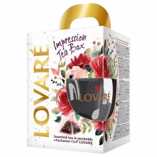 Набір Колекція чаїв "Impression tea box" (4 види пірамідок по 7 шт)+чашка з логотипом, LOVARE