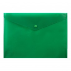Папка-конверт, на кнопці, А4, матовий пластик, зелена