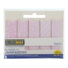 Закладки бумажные PASTEL, с клейким слоем, 65x18 мм, 100 л., розовые