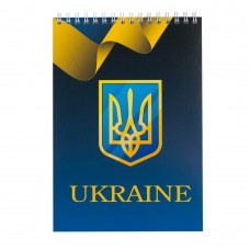 Блокнот на пружині зверху UKRAINE, А-5, 48арк., клітинка, картонна обкладинка, синій