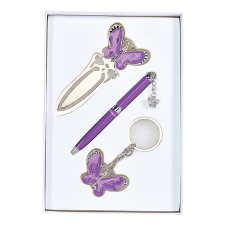 Набір подарунковий "Fly": ручка (К) + брелок + закладка, фіолетовий