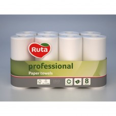 Рушники паперові "RUTA" Professional, 8 рул., на гільзі, 2 шар., білі