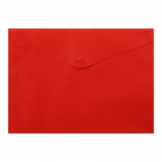 Папка-конверт, на кнопке, А4, матовый пластик, красная