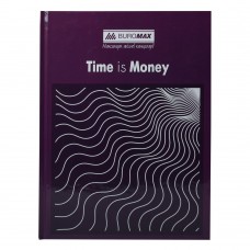 Книга канцелярская TIME IS MONEY, А4, 96 л., клетка, офсет, твердая ламинированная обложка, фиолетовая