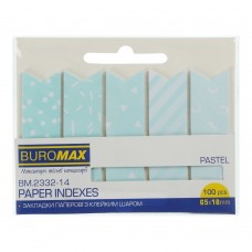 Закладки бумажные PASTEL, с клейким слоем, 65x18 мм, 100 л., голубые