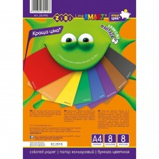 Набір кольорового паперу А4 формату, 8 аркушів: 8 кольорів, на скобі