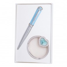 Набор подарочный "Crystal": ручка шариковая + крючек д/ сумки, синий